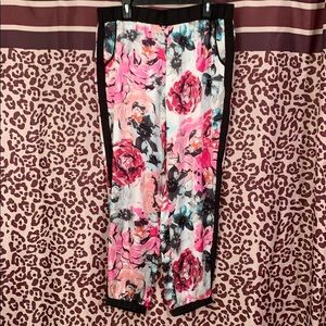 Tuxedo striped flowery joggers